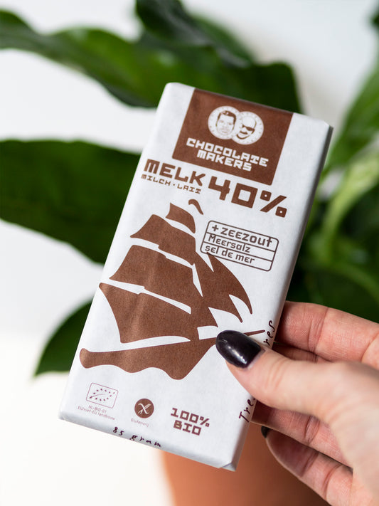 De Chocolademakers Reep - Melk 40% + Zeezout - Wonderwoud